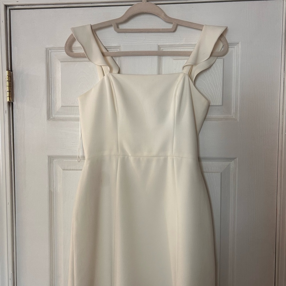 French Connection White Square-Neck Mini Dress with Ruffle Straps worn once - Picture 3 of 5